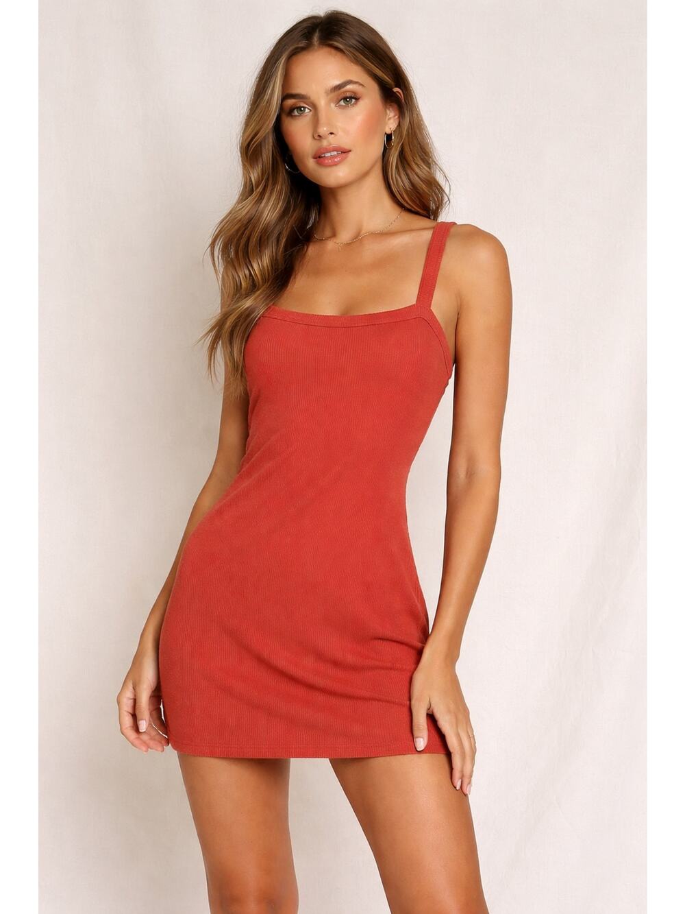 Privacy Please Rust Ribbed Mini Dress | Size S